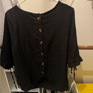 SHEIN Black Button-Down Blouse